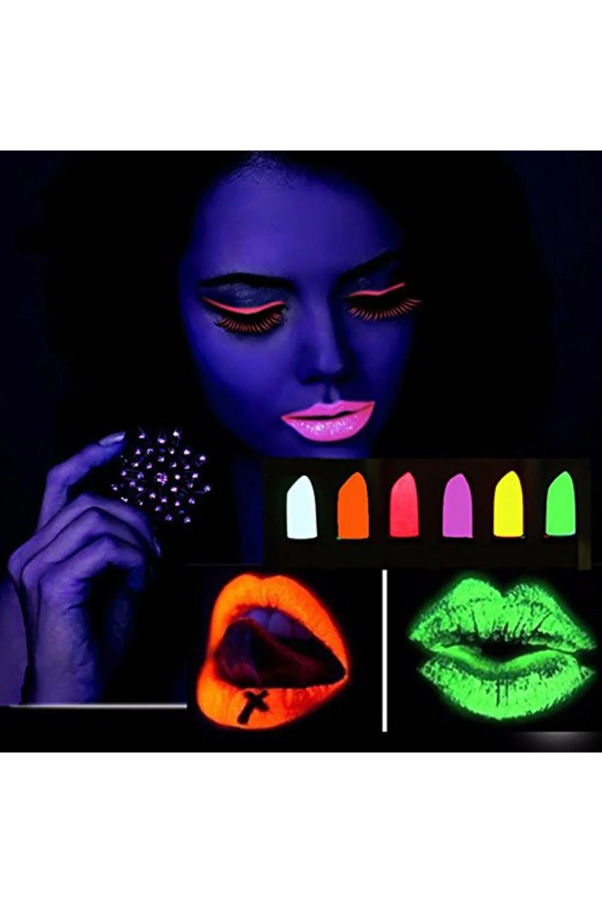 6’lı Neon Boya – UV Işıkta Parlayan Makyaj Seti