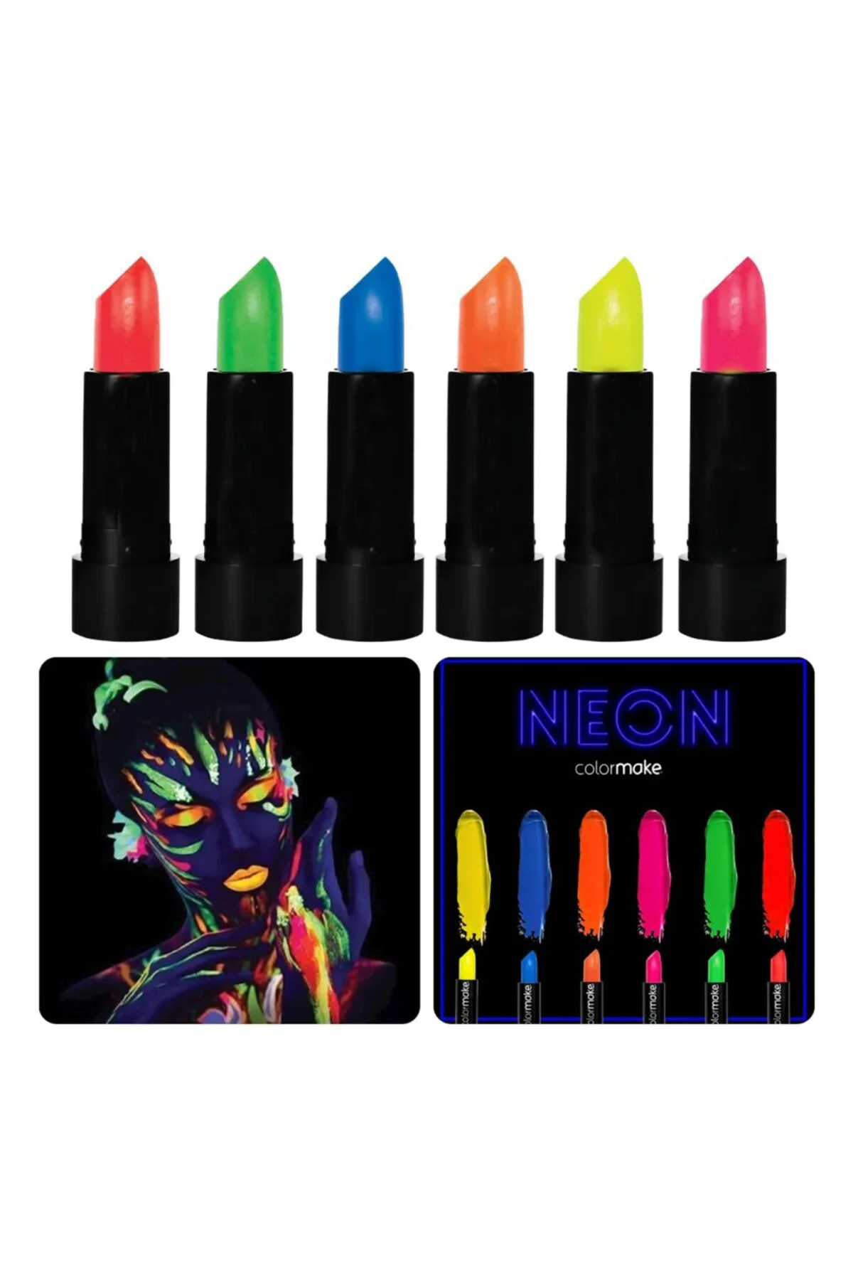 6’lı Neon Boya – UV Işıkta Parlayan Makyaj Seti