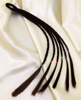 6'LI ÖRGÜ KAHVERENGİ SAÇ , HAVLU LASTİK TOKALI 44 CM -SAÇAKSESUAR