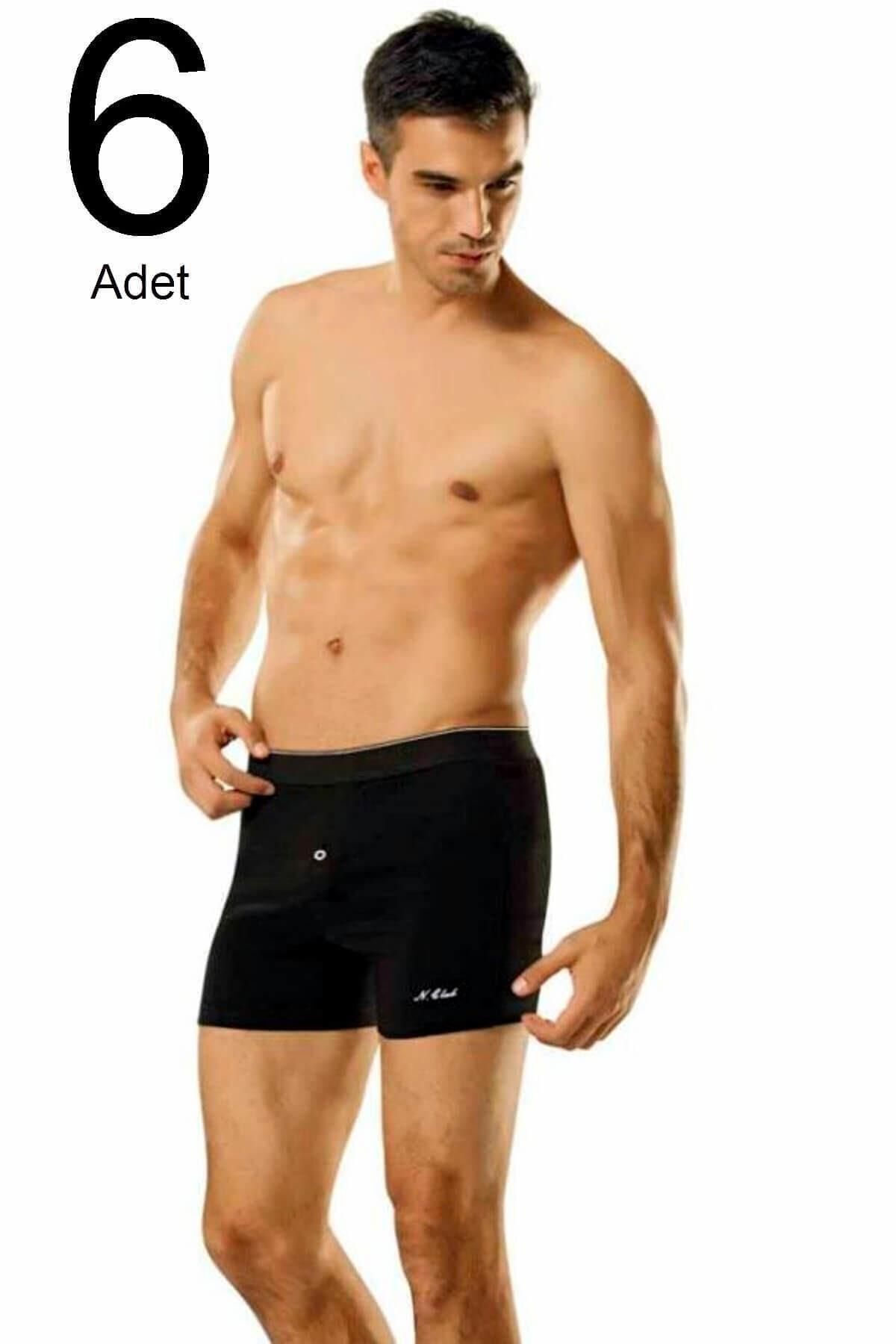 Erkek Karışık Renk 6'lı Paket Likralı Düğmeli Boxer Elf568nccm6 Y