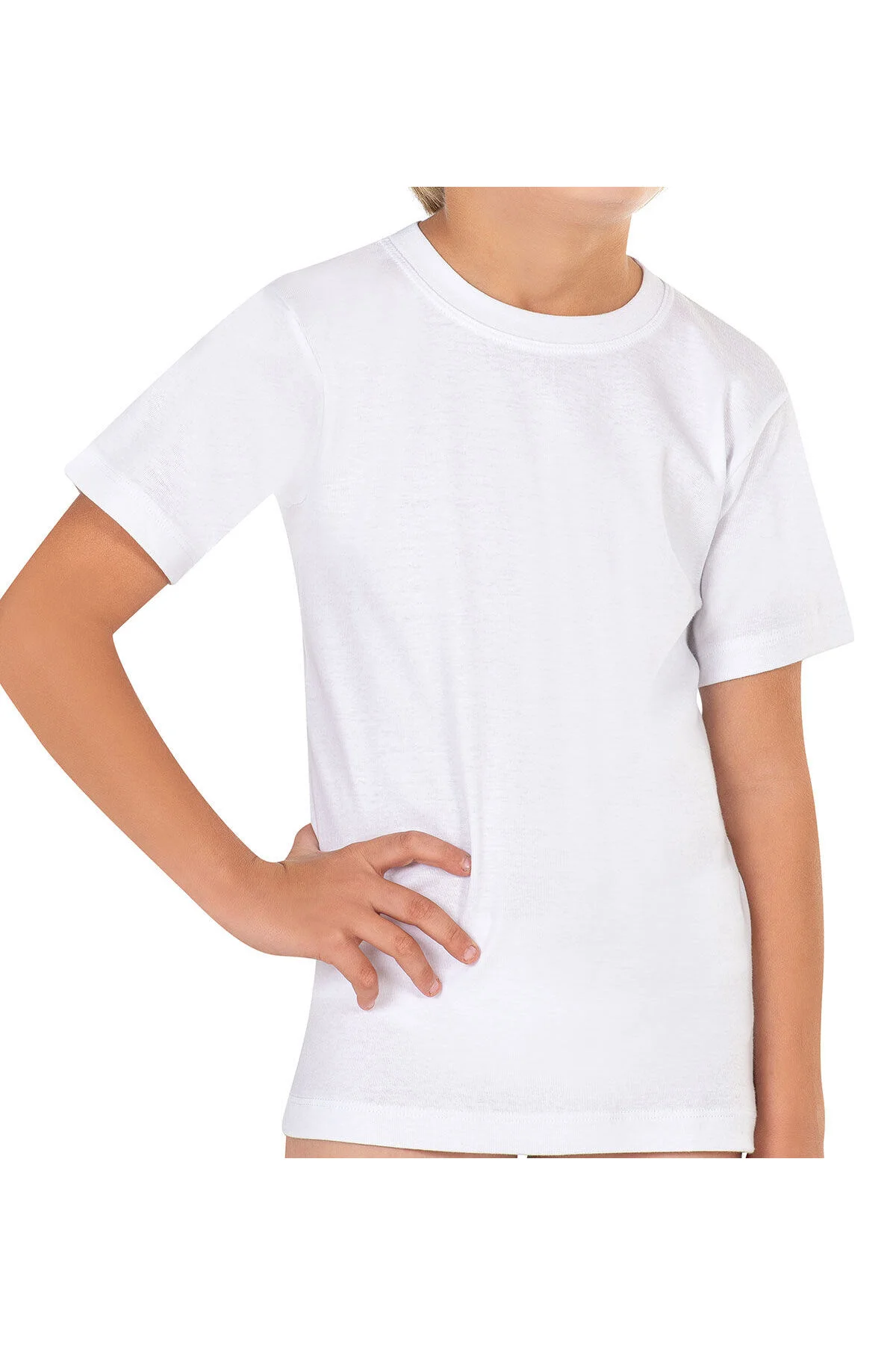 6'li Paket Erkek Çocuk %100 Pamuklu Ribana Esnek Rahat Yarım Kol Kapalı Yaka Fanila T-shirt