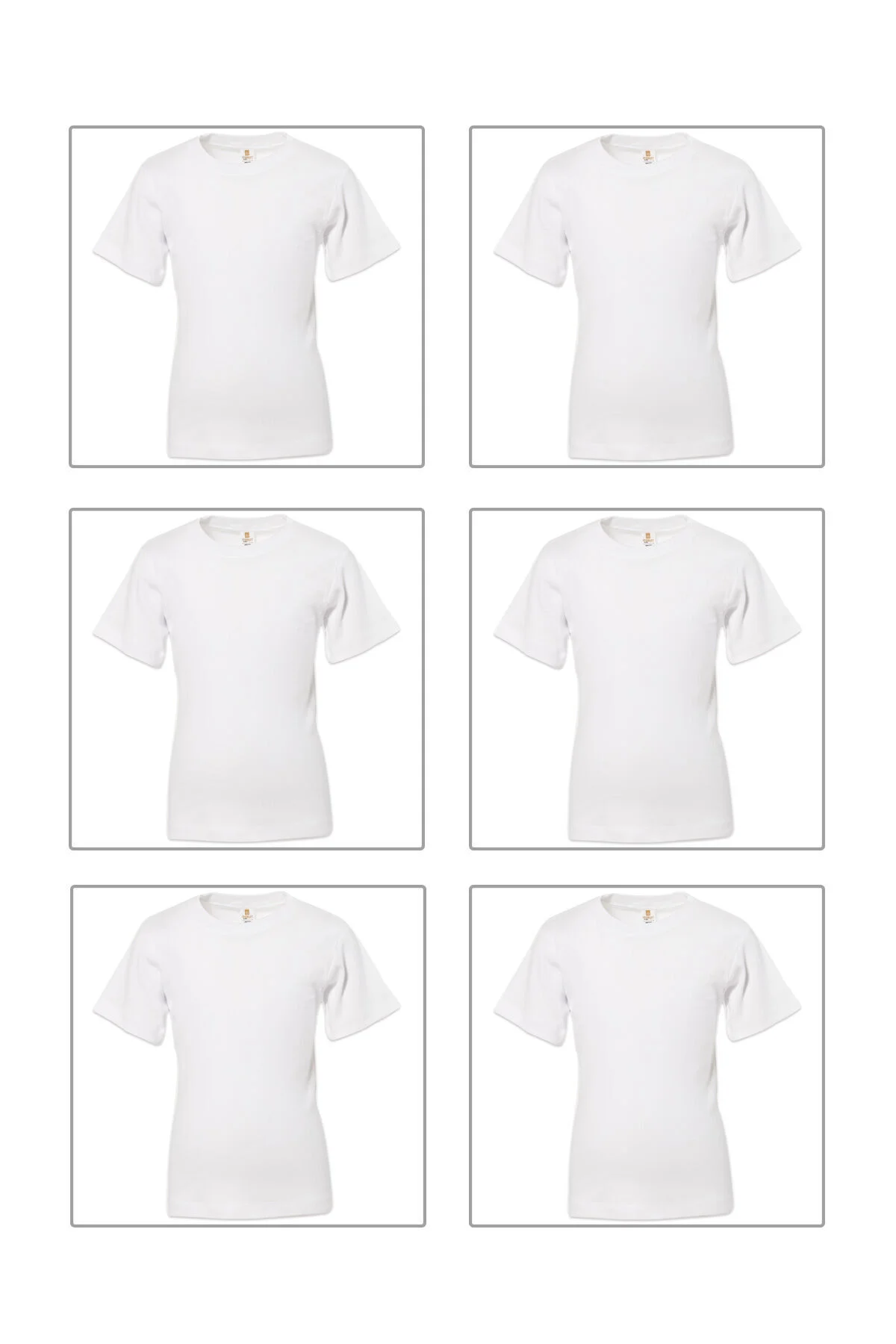 6'li Paket Erkek Çocuk %100 Pamuklu Ribana Esnek Rahat Yarım Kol Kapalı Yaka Fanila T-shirt