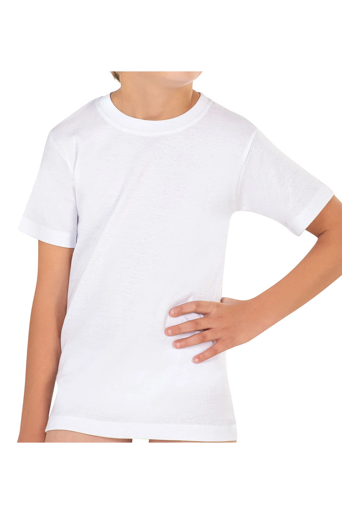 6'li Paket Erkek Çocuk %100 Pamuklu Ribana Esnek Rahat Yarım Kol Kapalı Yaka Fanila T-shirt