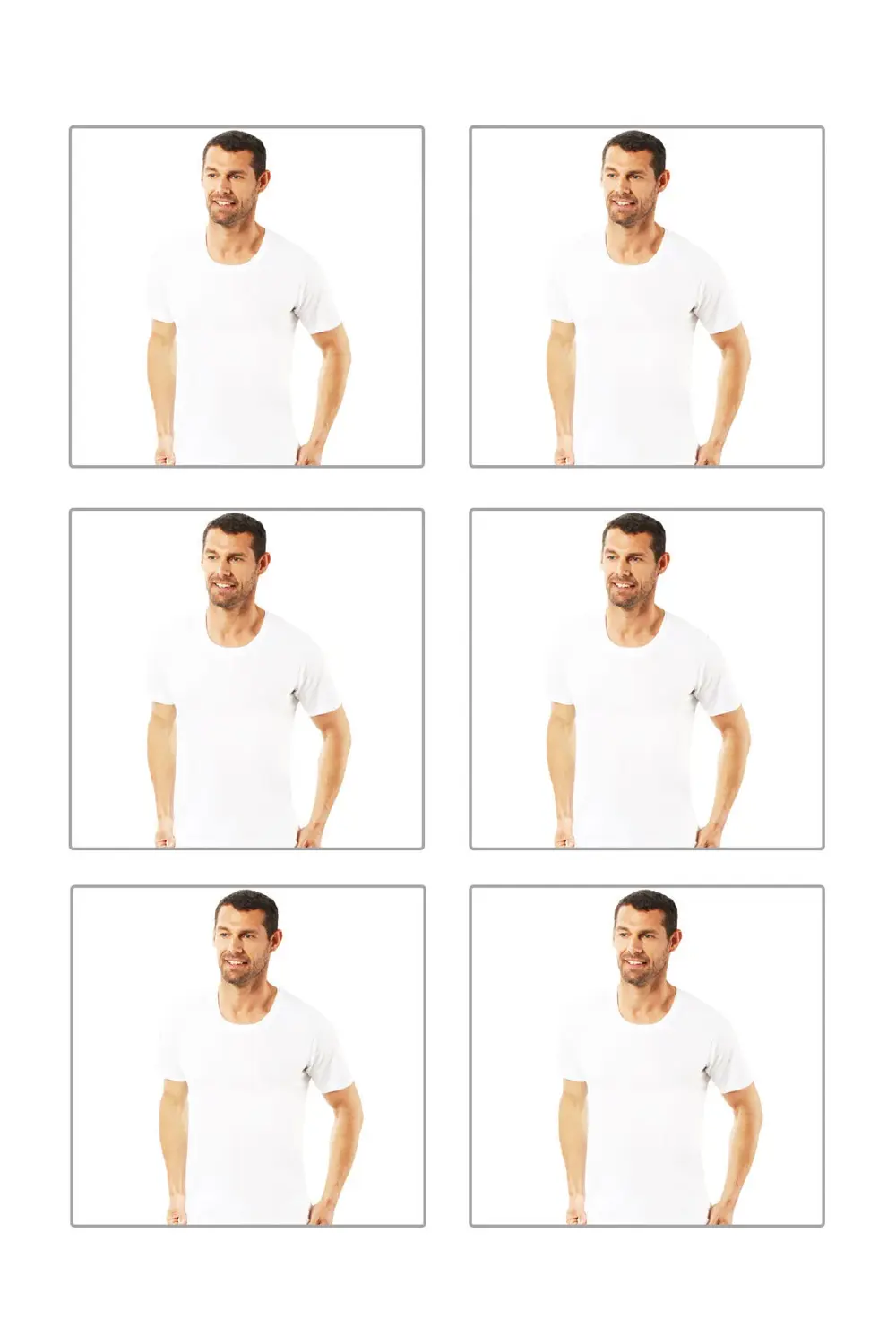 6'lı Paket Erkek Pamuklu Penye Esnek Rahat Açık Yaka Yarım Kol At