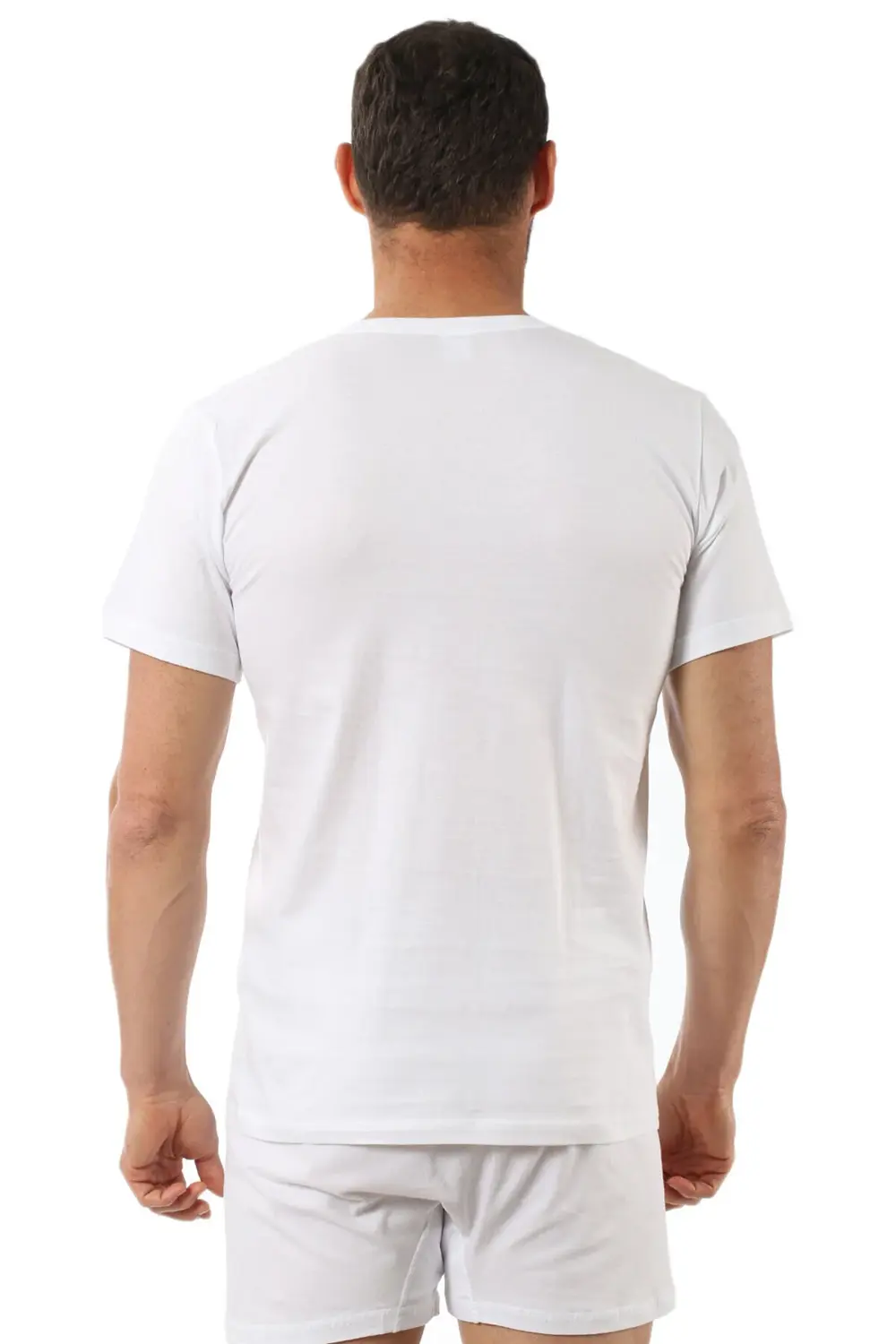 6'lı Paket Erkek Pamuklu Penye Esnek Rahat Açık Yaka Yarım Kol At