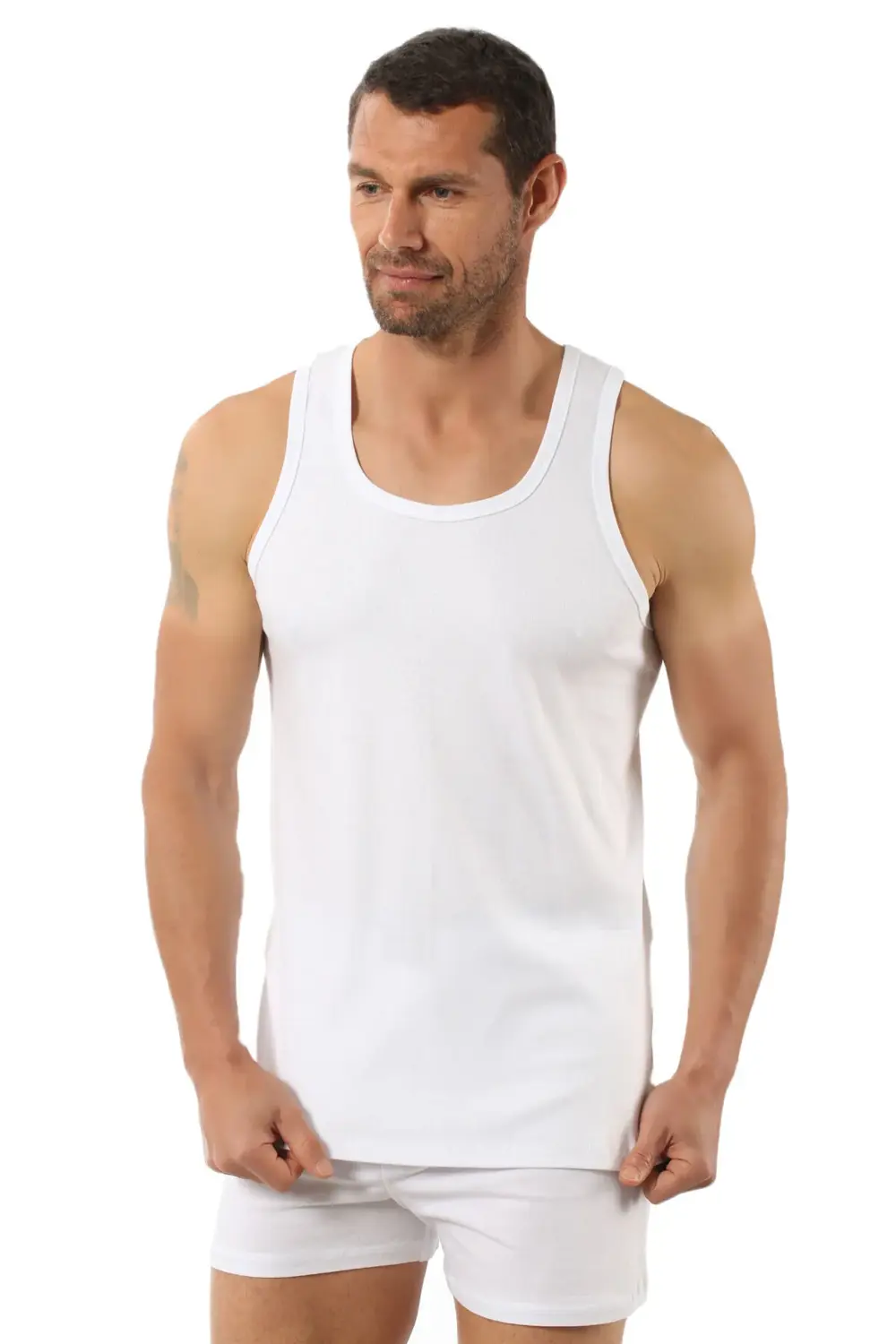 6'lı Paket Erkek Pamuklu Penye Ribana Esnek Rahat Sırtı Çapraz Sp