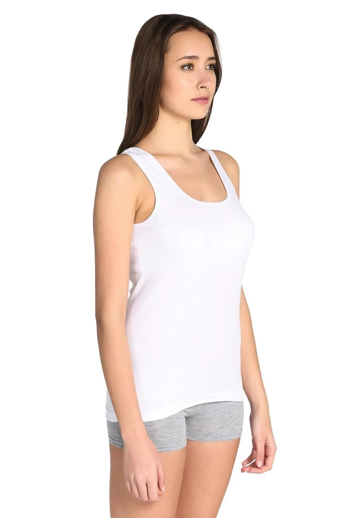 6'lı Paket KadınBeyaz Geniş Askılı Atlet-BEYAZ-2XL