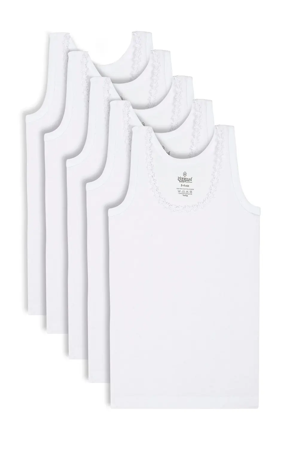 6'lı Paket Kız Çocuk %100 Pamuklu Ribana Esnek Rahat Yakası Çiçek