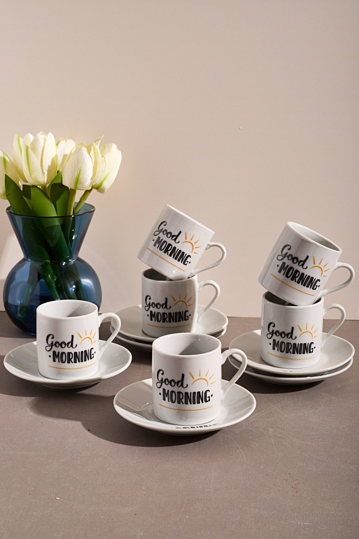 Ms Morry 6'Lı Porselen Kahve Fincanı Takımı-Good Morning