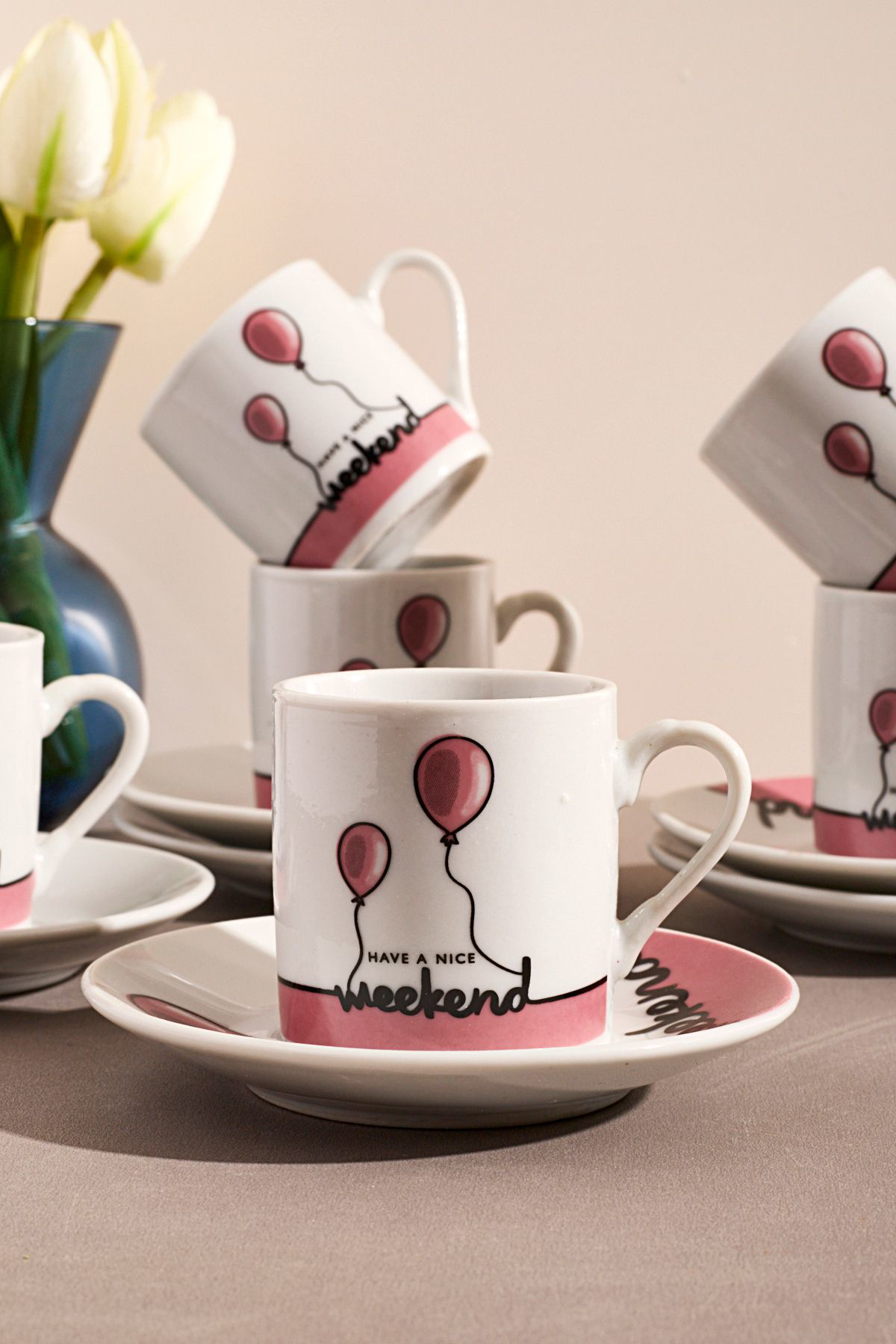 Ms Morry 6'Lı Porselen Kahve Fincanı Takımı-Have A Nice Weekend