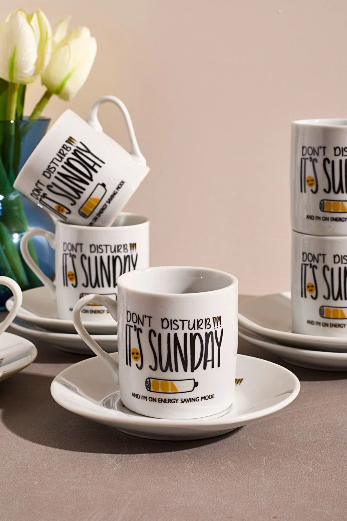 6'lı Porselen Kahve Fincanı Takımı-sunday