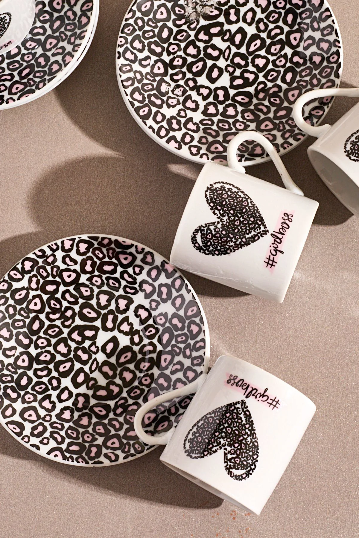 6'lı Porselen Kahve Fincanı Takımı-kalpli #girlboss