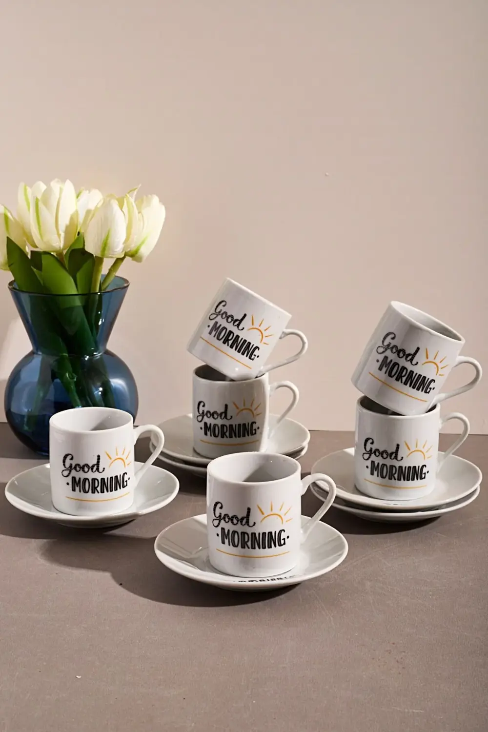 6'lı Porselen Kahve Fincanı Takımı-good Morning