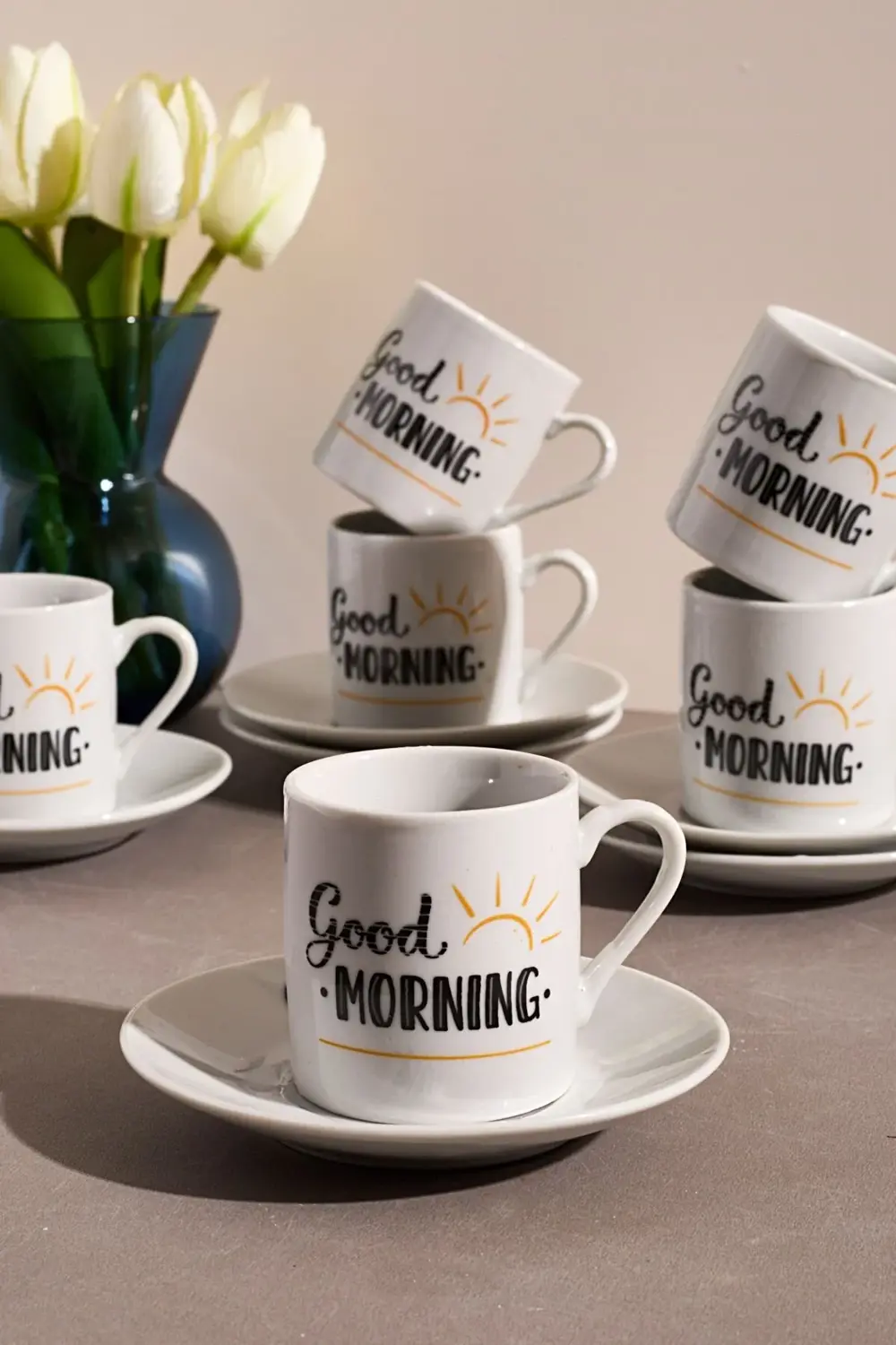 6'lı Porselen Kahve Fincanı Takımı-good Morning