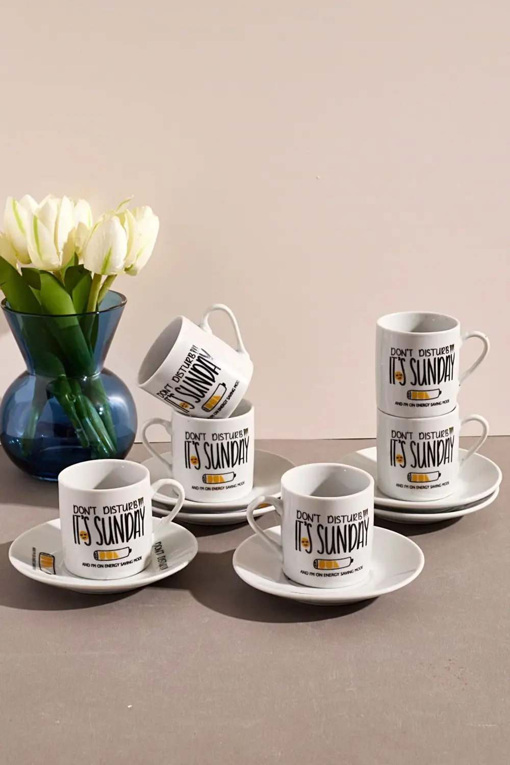 6'lı Porselen Kahve Fincanı Takımı-sunday