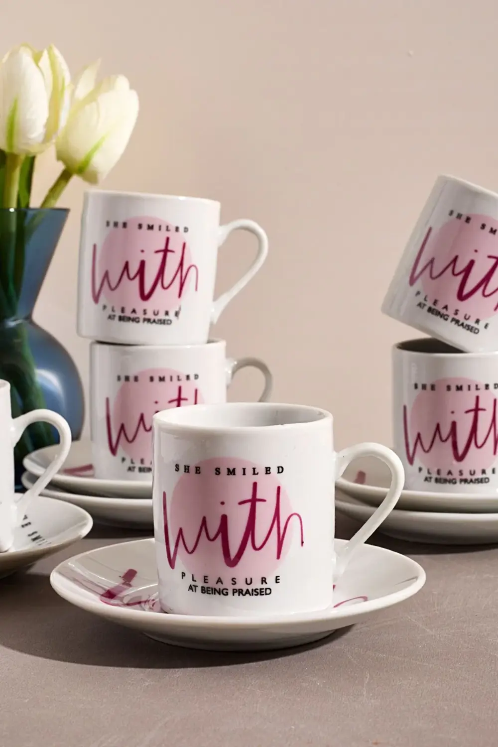 6'lı Porselen Kahve Fincanı Takımı-with