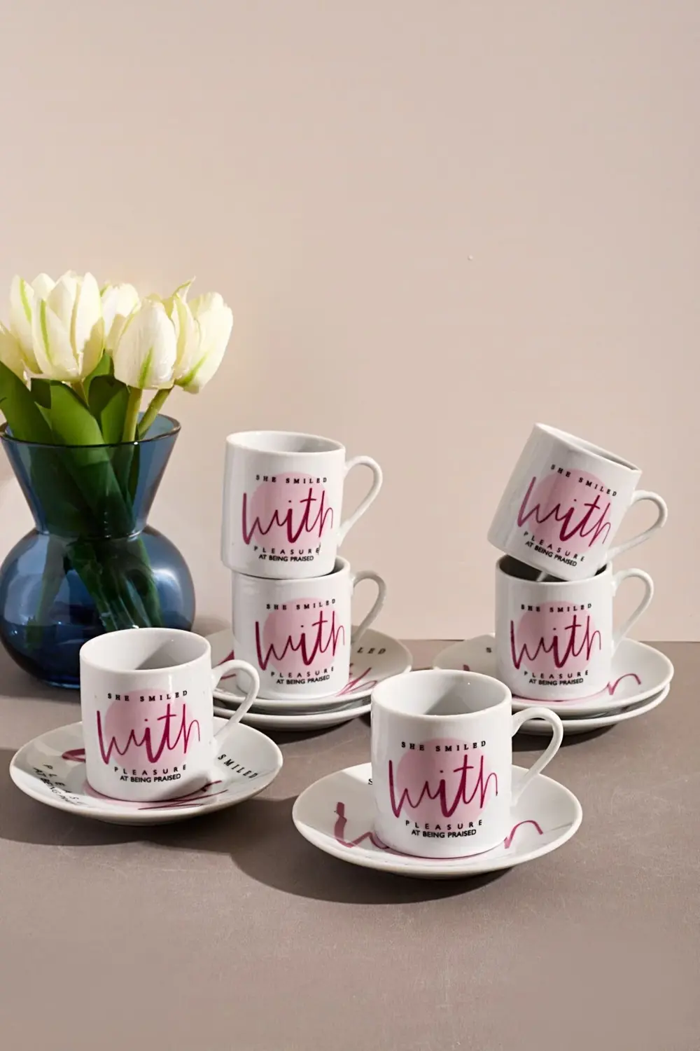 6'lı Porselen Kahve Fincanı Takımı-with