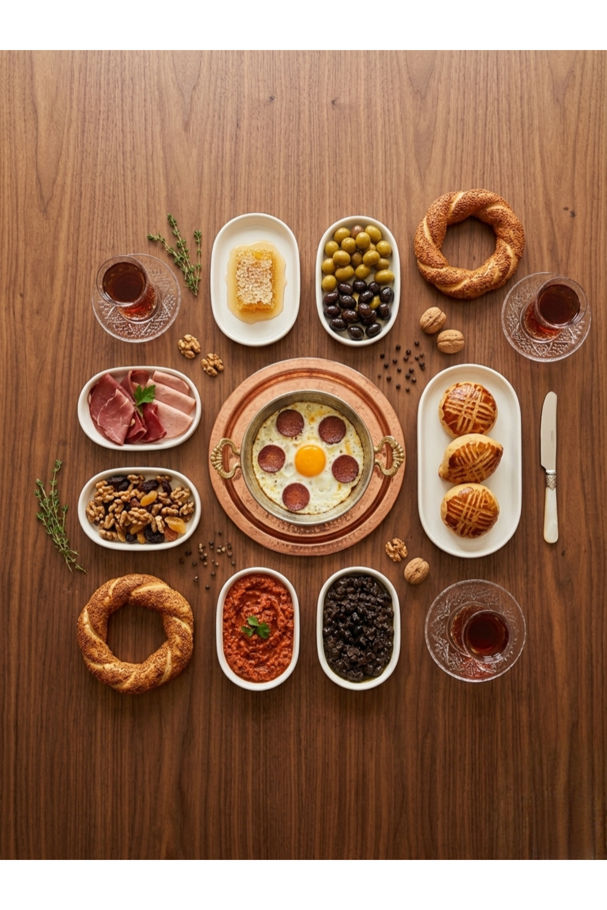 6'lı Porselen Oval Sunumluk ve Kahvaltılık Tabağı Seti - 20cm