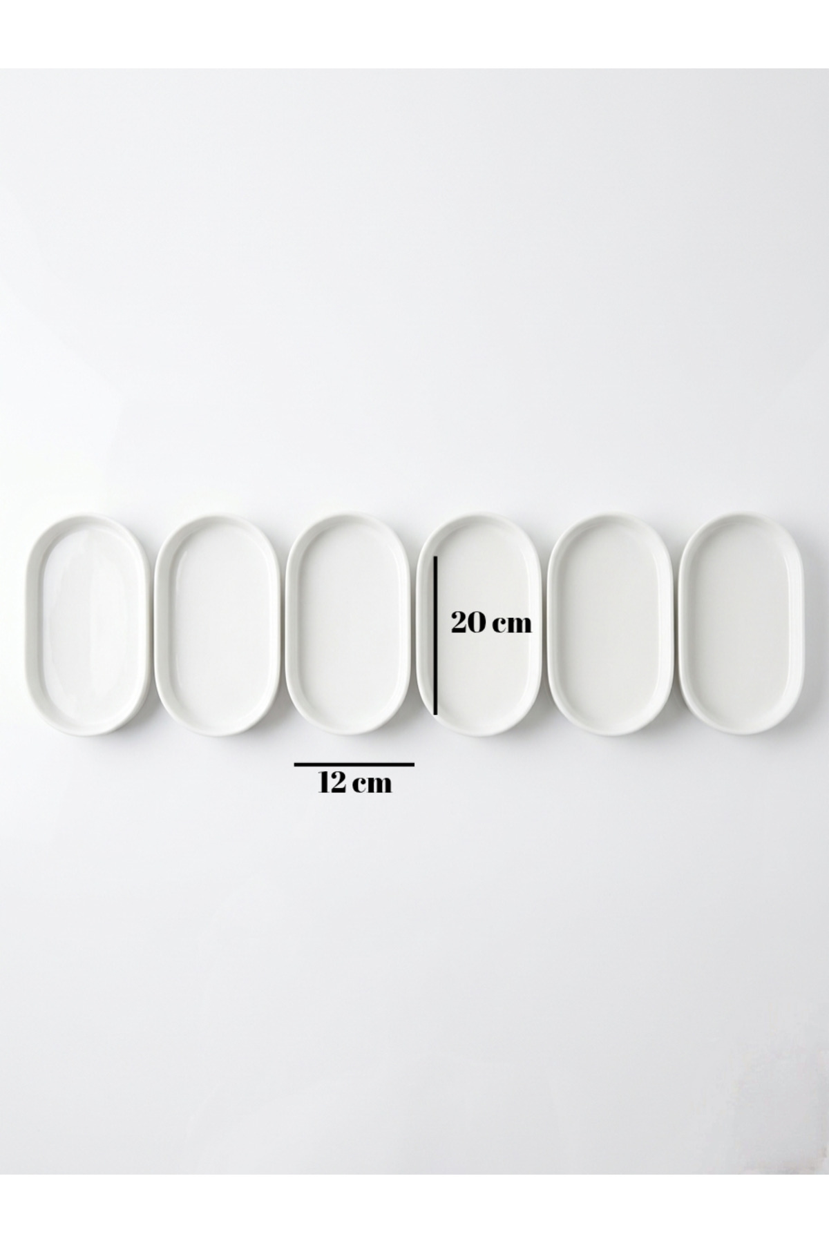 6'lı Porselen Oval Sunumluk ve Kahvaltılık Tabağı Seti - 20cm