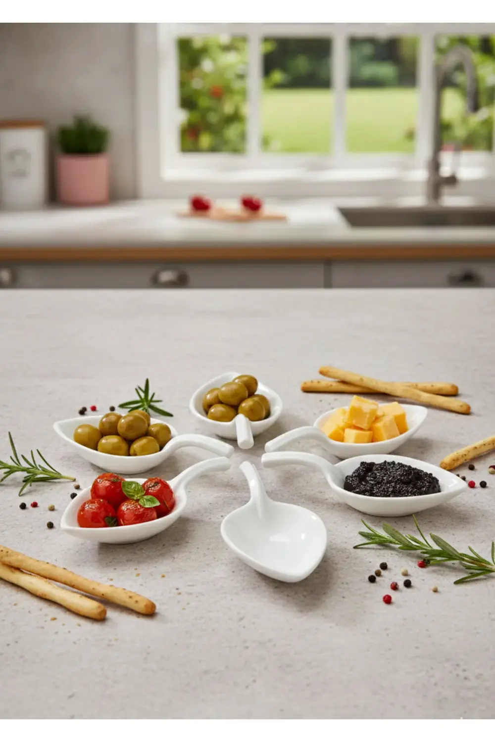 6’lı Porselen Yaprak Lokumluk, Reçellik ve Sosluk – 10,5x5x2,5 cm