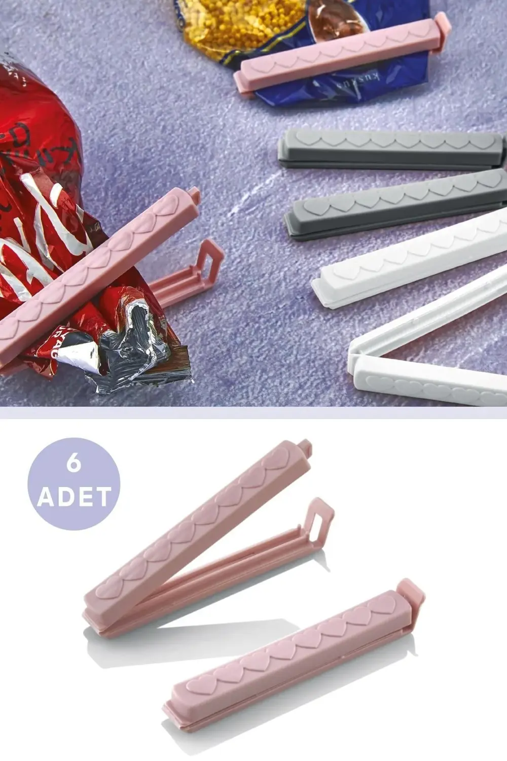 6'lı Poşet Kapatıcı Klips Ambalaj Ve Torba Kapatma Aparatı Pratik