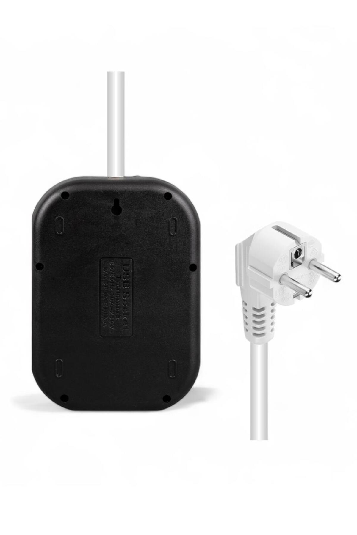 6'lı Priz – 1.5 Metre Kablo – 3 USB Girişli Siyah Grup Priz | Akı 6'lı Priz – 1.5 Metre Kablo – 3 USB Girişli Siyah Grup Priz | Akı
