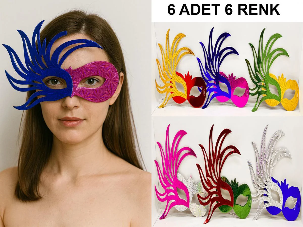 6'lı Renkli Balo Maskesi Seti | Parti & Karnaval Aksesuarı