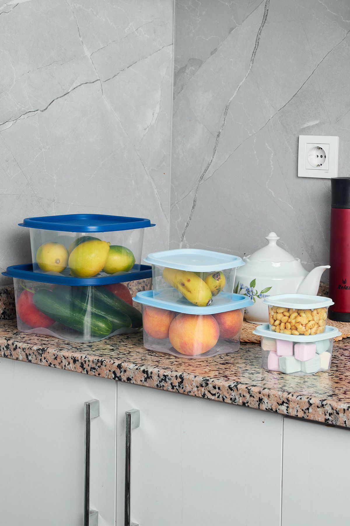 Pazar Kapısı 6'Lı Renkli Saklama Kabı Buzdolabı Düzenleyici