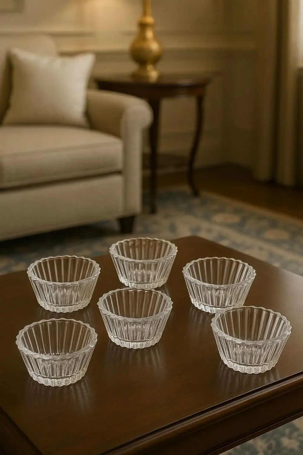 6’lı Şeffaf Cam Lokumluk Seti – Sunum ve İkram Kasesi