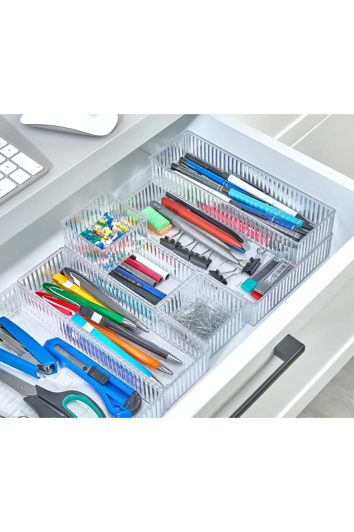 6'lı Şeffaf Çekmece Düzenleyici Seti – Plastik Organizer Kutular 