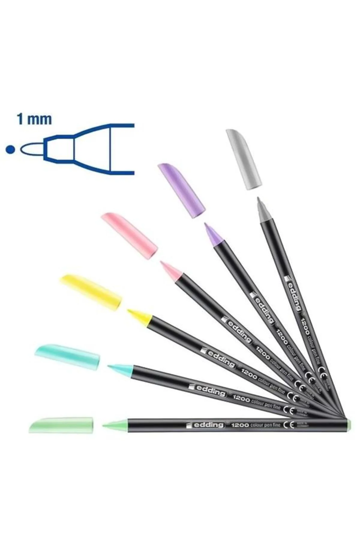 6lı Set Pastel Renkler 1200 Ince Uçlu Keçeli Kalem Grafik Kalemi