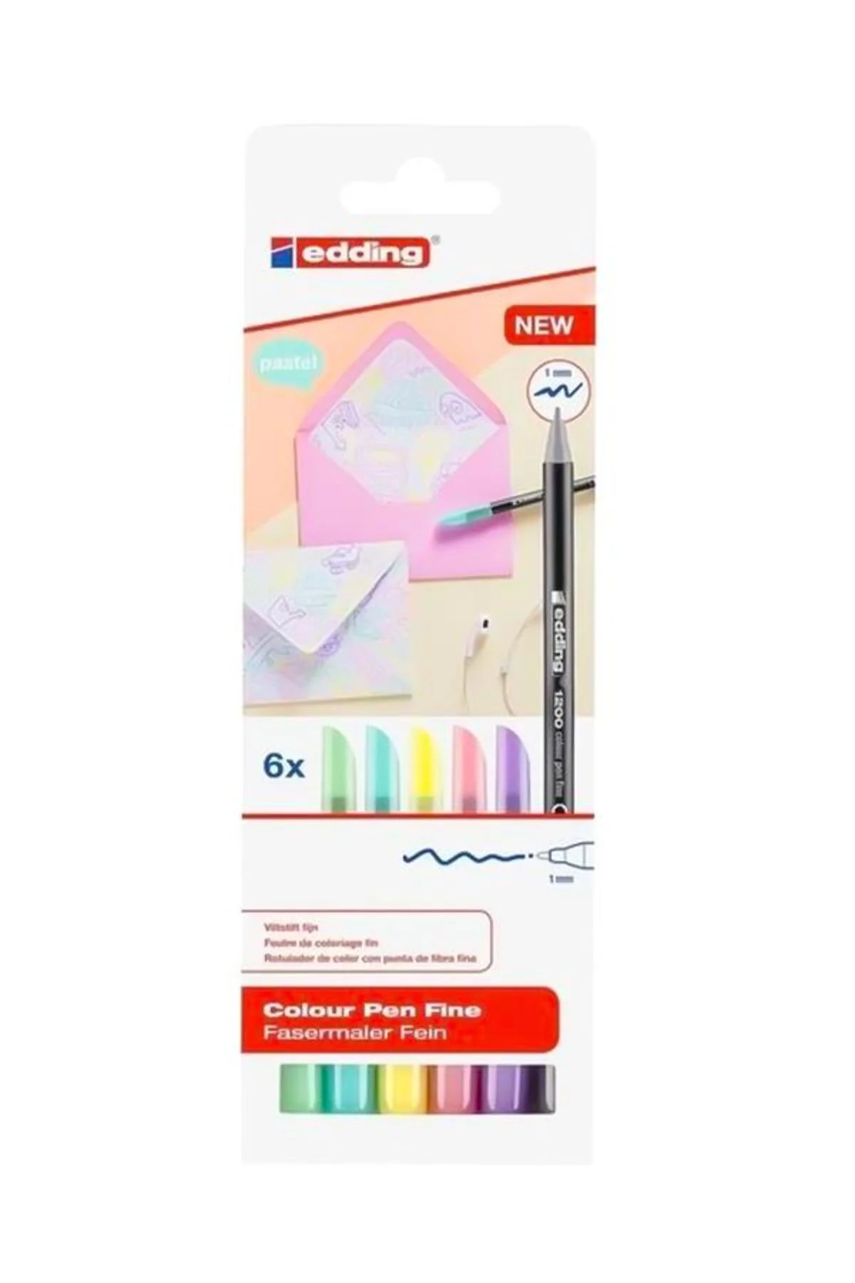 6lı Set Pastel Renkler 1200 Ince Uçlu Keçeli Kalem Grafik Kalemi