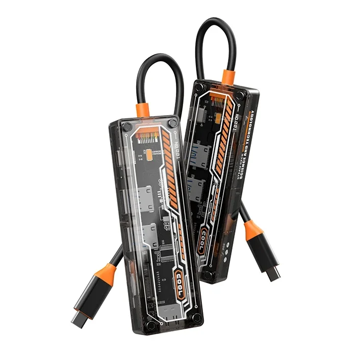 6'lı Type-C Çoklayıcı Hub USB 3.0 100W PD 4K HDMI - Transparent