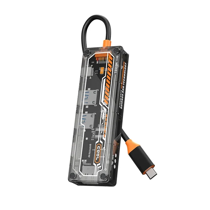 6'lı Type-C Çoklayıcı Hub USB 3.0 100W PD 4K HDMI - Transparent