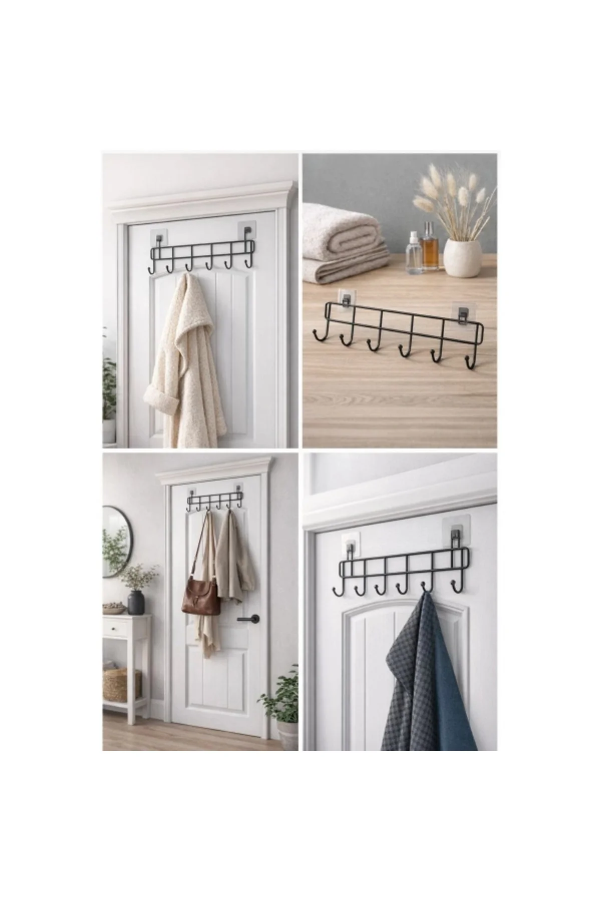 6'lı Yapışkanlı Kapı Arkası Askı