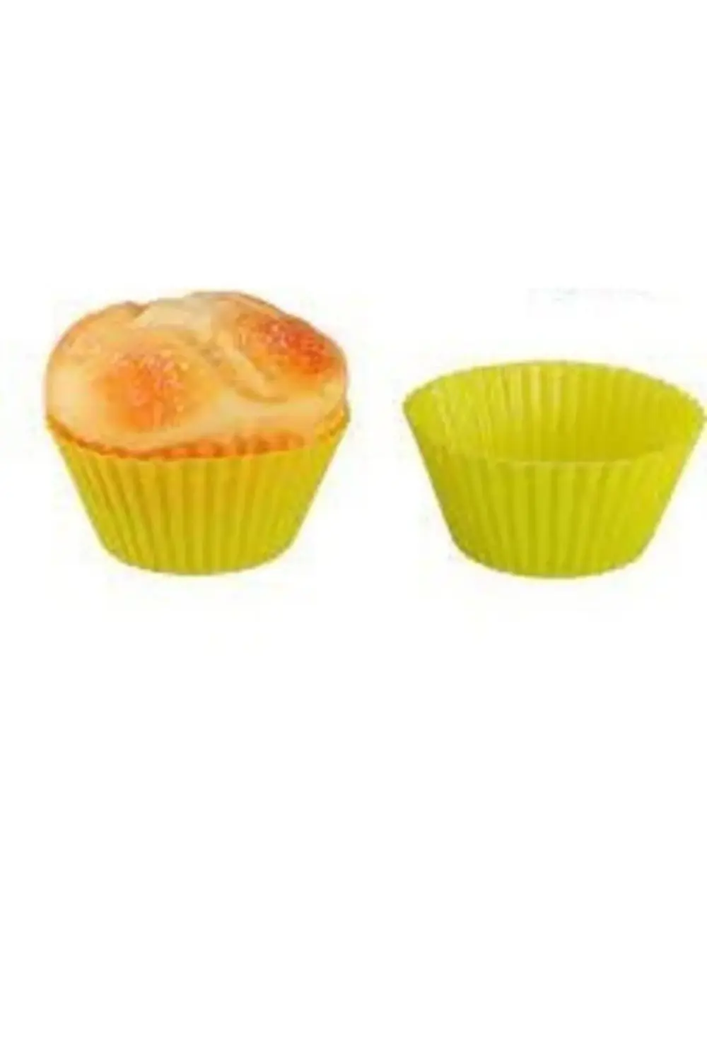 6'lı Yapışmaz Yeşil Silikon Muffin Mini Kek Kalıbı