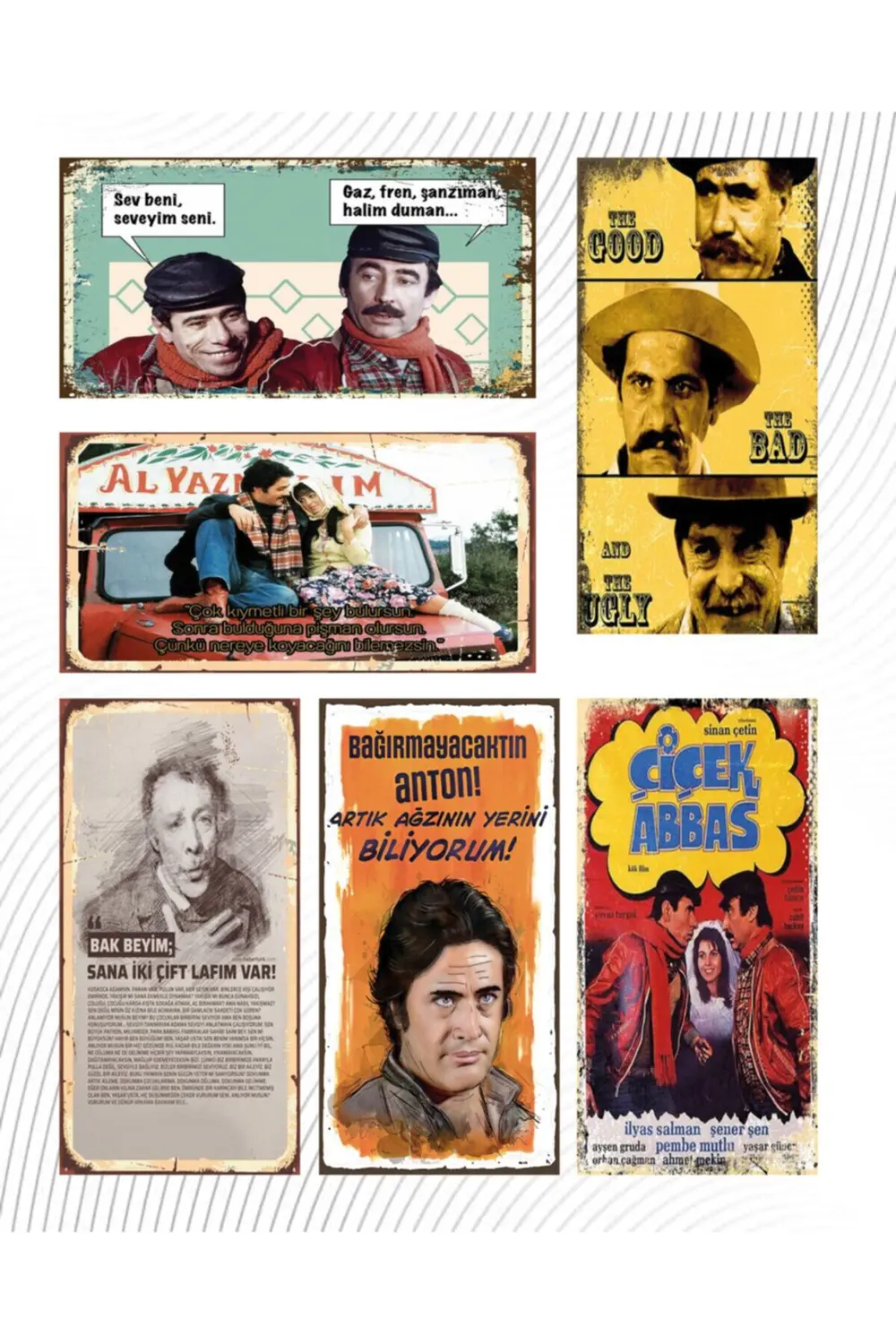 6’lı Yeşil Çam Set - Retro Ahşap Poster – Özel Koleksiyon – Hbb