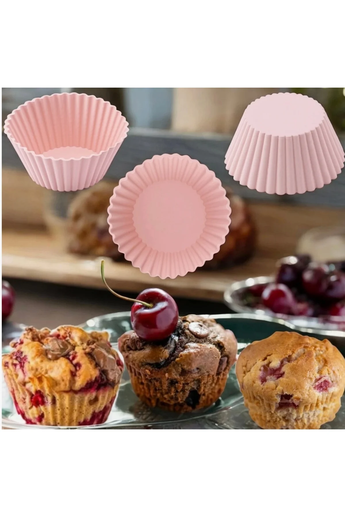 6'lı Yıkanabilir Tekrar Kullanılabilir Silikon Muffin Mini Kek Cu