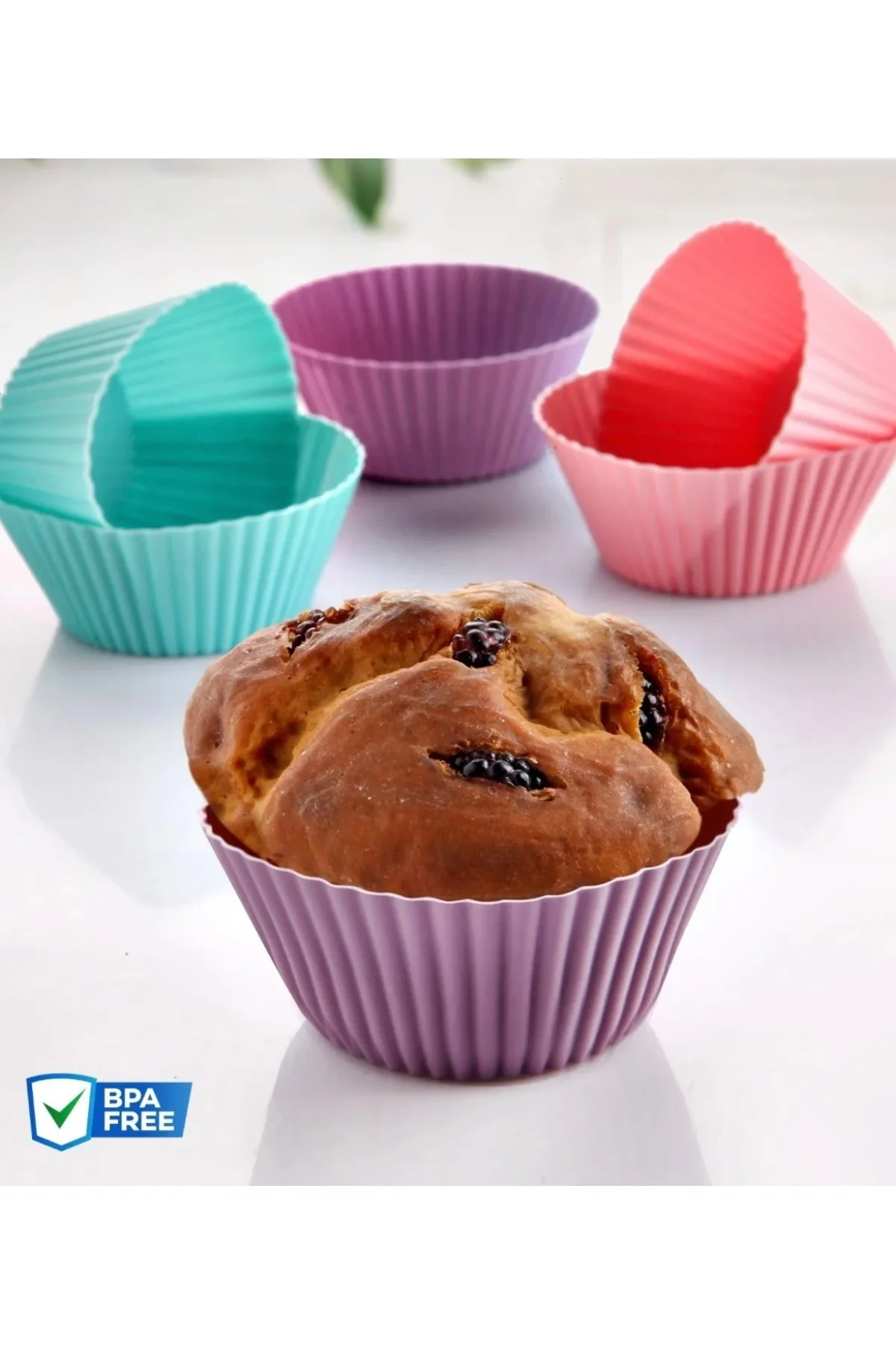 6'lı Yıkanabilir Tekrar Kullanılabilir Silikon Muffin Mini Kek Cu