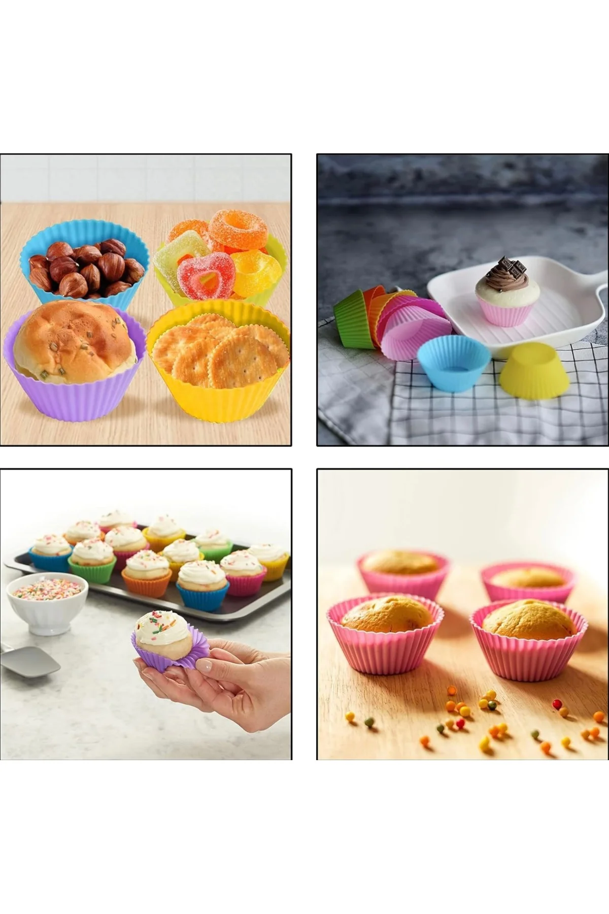 6'lı Yıkanabilir Tekrar Kullanılabilir Silikon Muffin Mini Kek Cu