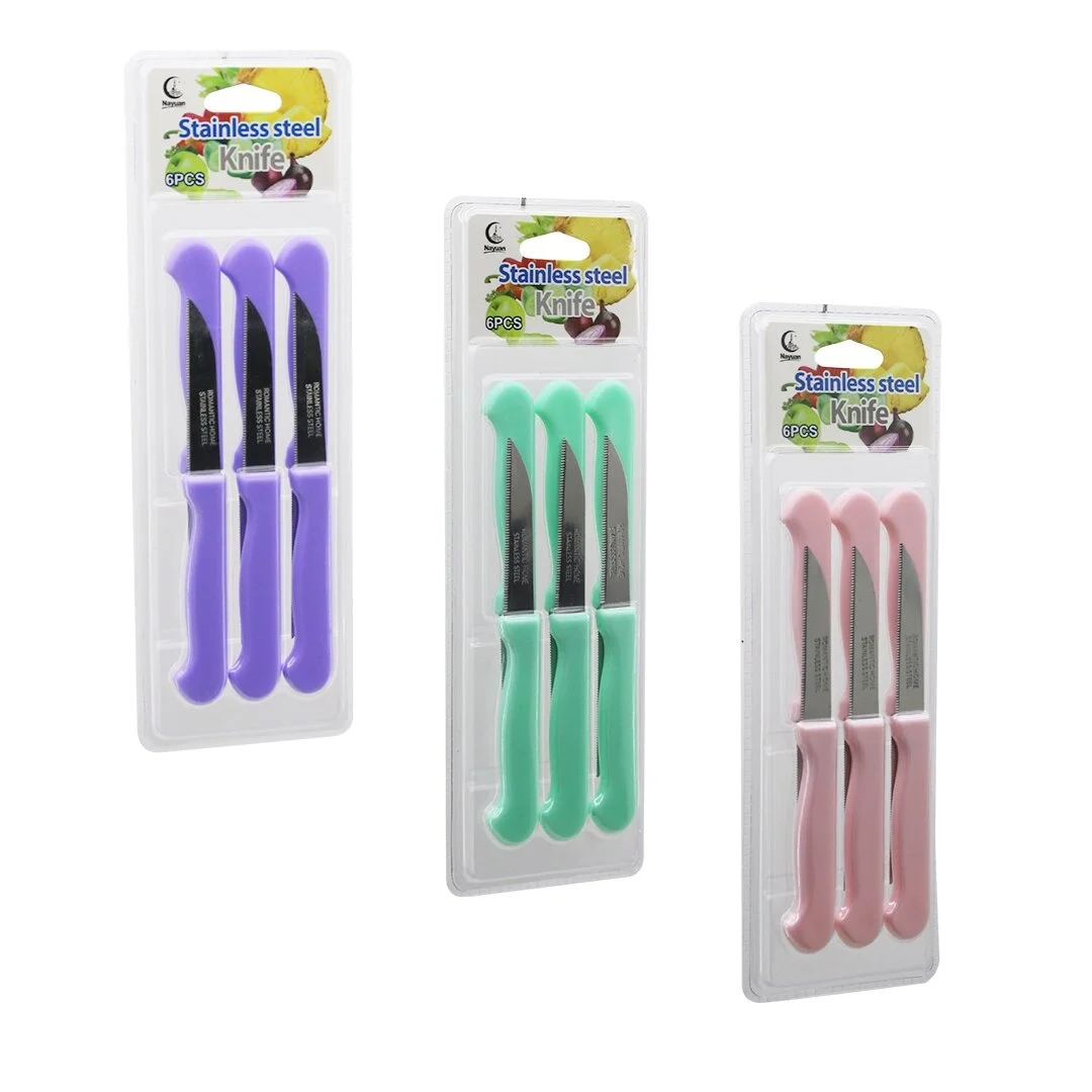 6pcs Meyve Bıçak  Renkli Plastik Saplı   Vakumlu Ambalaj   Brkt-806155 Bx40 Fiyatı, Yorumları ve Özellikleri