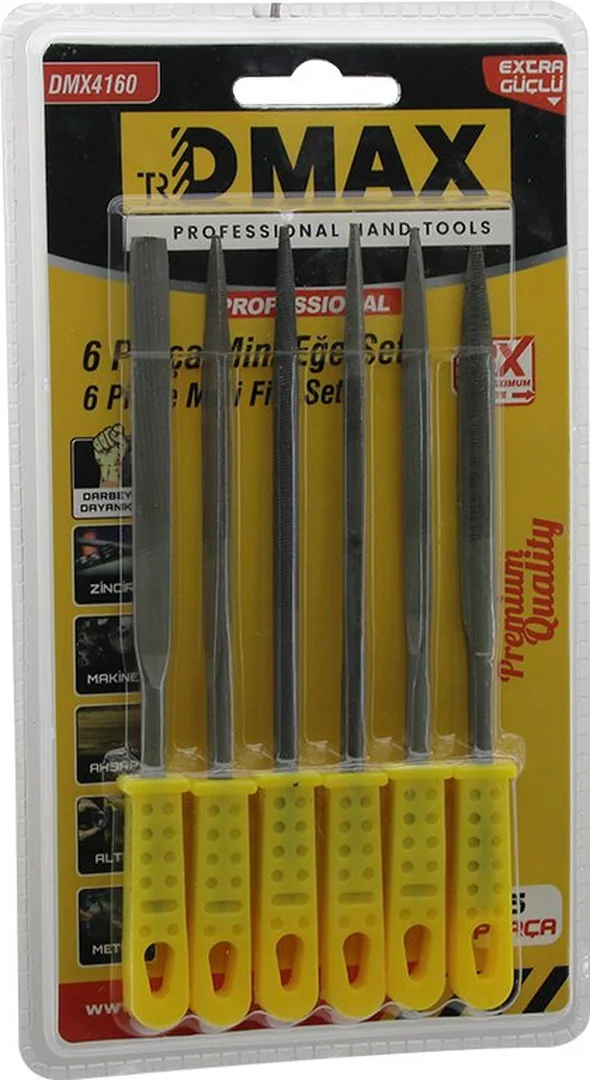 6pcs Mini Çelik Eğe Seti Düz - Yuvarlak - Yarı Dairesel - Kare -