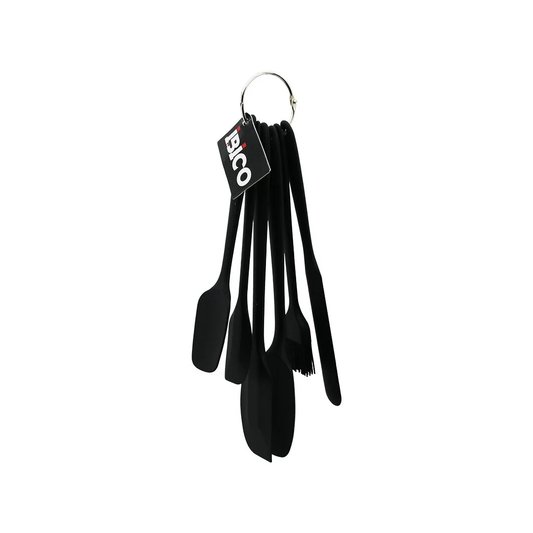 6pcs  Silikon - Siyah Mutfak Seti 2 Kaşık - 3 Spatula - Yumurta Fırça  Metal Asma Halkalı Bx40 Fiyatı, Yorumları ve Özellikleri