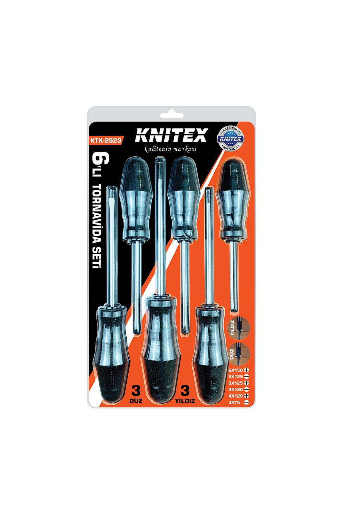 Ok Aksesuar 6Pcs Tornavida Seti  6X150 Yildiz - 5X125 Düz-Yildiz - 4X120 Düz-