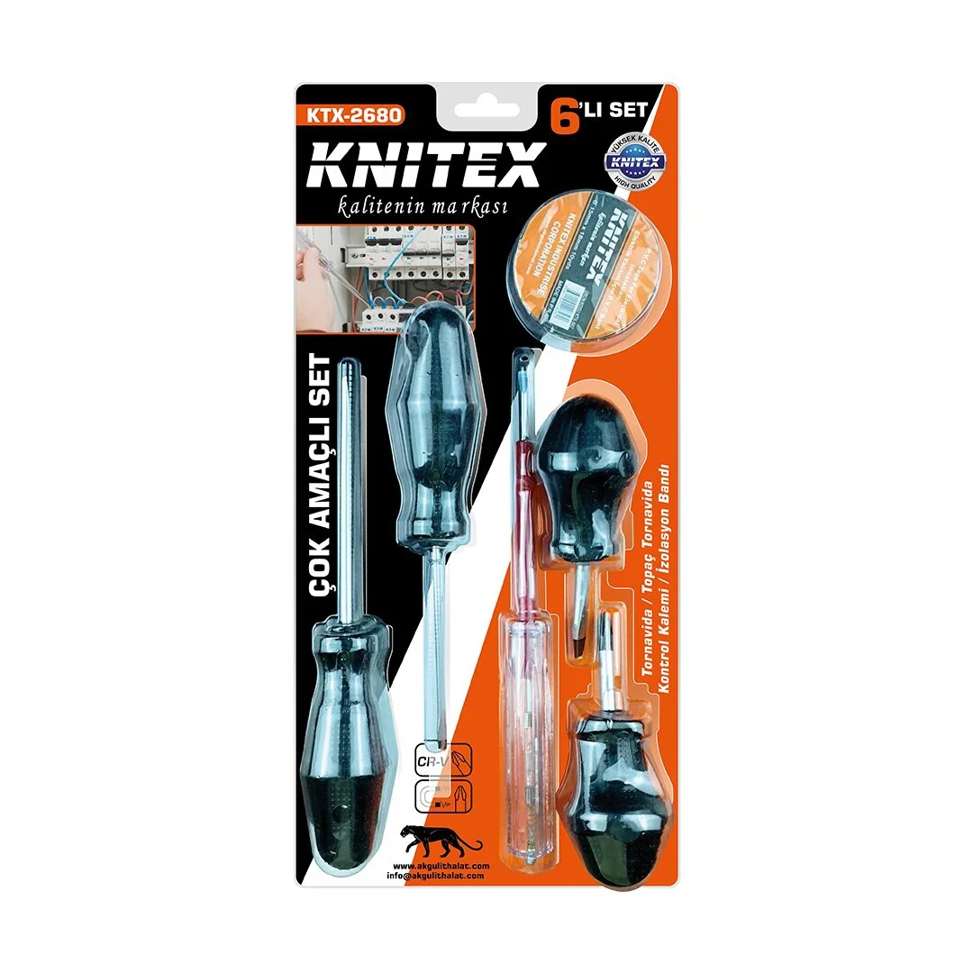 6pcs Tornavida - Çok Amaçlı Set Tornavida - Topaç Tornavida - Kon