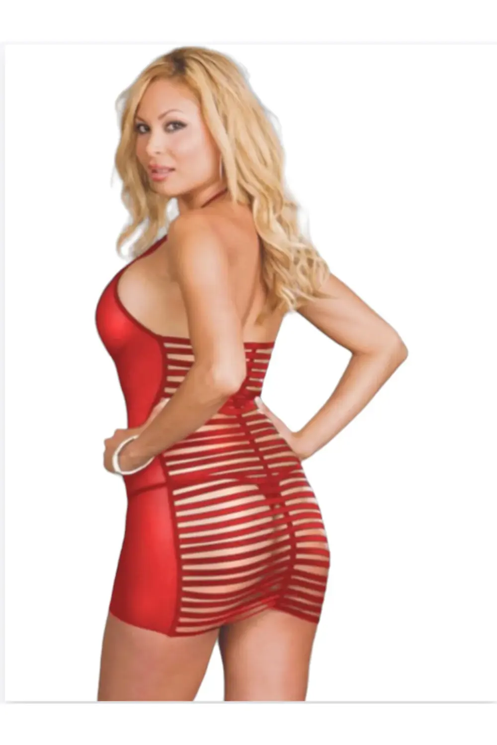 6T-Büyük Beden Fantezi Babydoll - Gecelik-Tegan Büyük Beden Kırmı