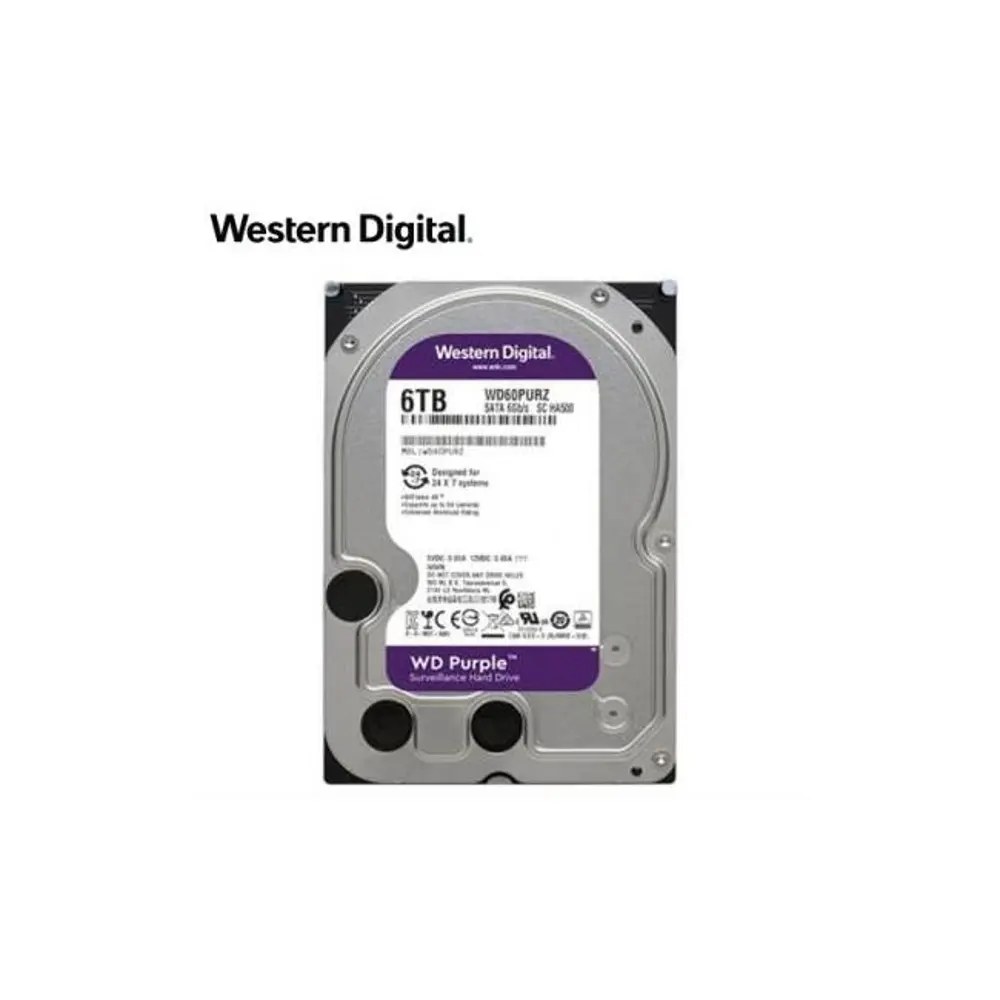 6TB 3.5" SATA 64MB 5900RP PURPLE WD62PURZ 7/24 GUVENLIK (3 YIL GA