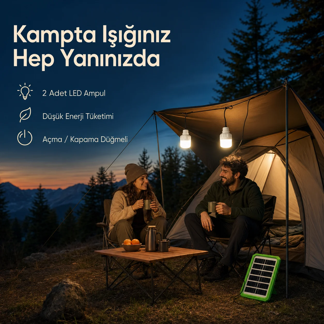 6V 3.5W Solar Panel Sistemli Taşınabilir Aydınlatma Seti – 2 LED Ampullü Kamp Lambası Fiyatı, Yorumları ve Özellikleri