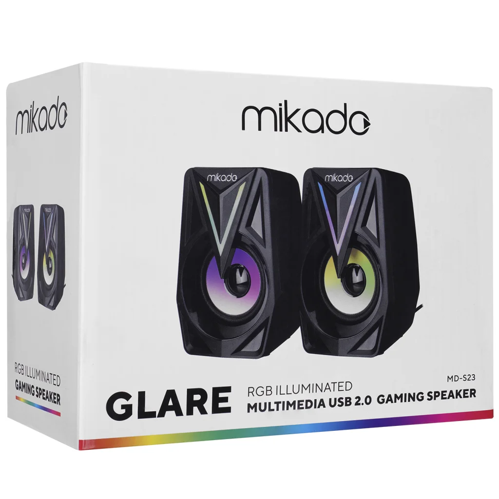 6W 2.0 RGB Oyuncu Hoparlörü MD-S23 Glare - USB Siyah Kasa Speaker