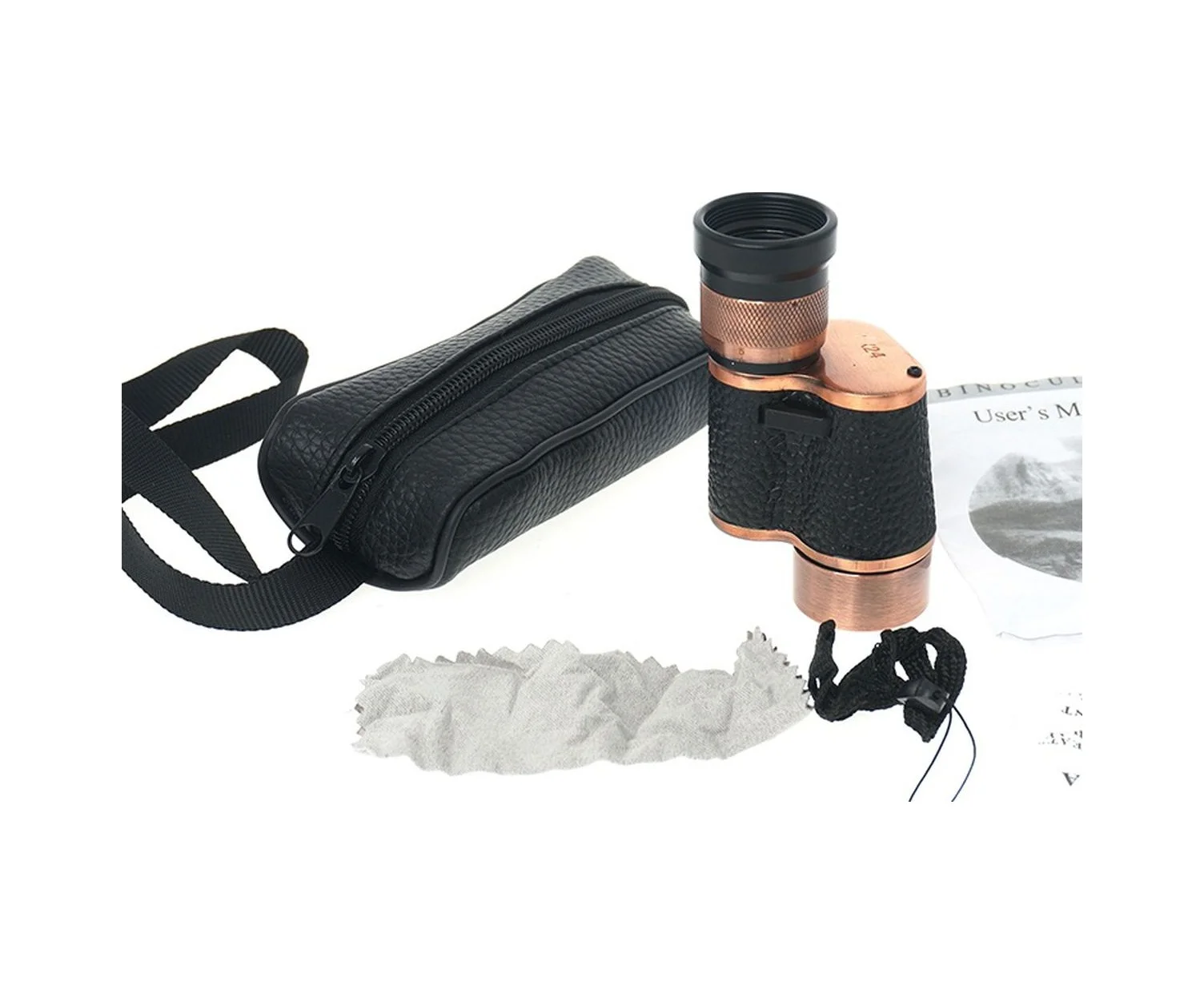 6x24 Baıgısh Askeri Tarzi Pirinç Ve Deri Kaplamalı Deri Çantalı Monocular Dürbün Princ Diğer